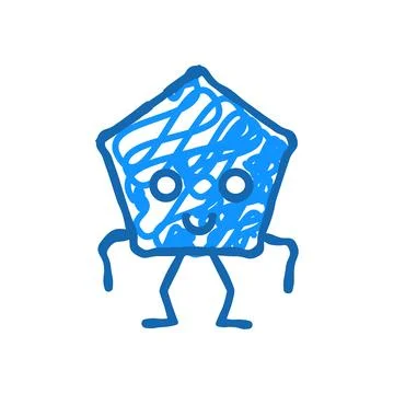 Pentagon geometric shape character icon doodle illustration Illustrazione stock