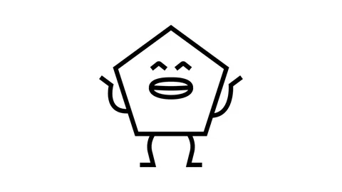 Pentagon geometric shape character line icon animation Stock Footage 326138691