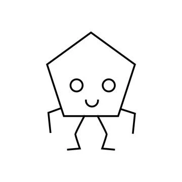 Pentagon geometric shape character line icon vector illustration Stock Illustration