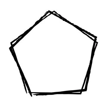 Pentagon grunge texture element frame border shape icon for decorative vint.. Stock Illustration