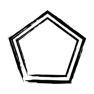 Pentagon grunge texture element frame border shape icon for decorative vint.. Stock Illustration