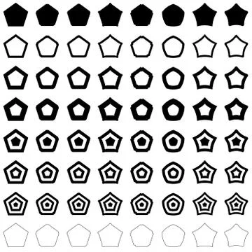 Pentagon polygon set Stock Illustration