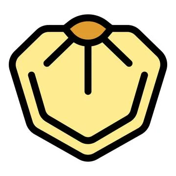 Pentagon shaped button with light yellow background and orange center emitt.. 스톡 일러스트