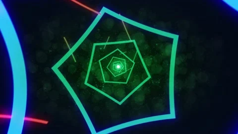 Pentagonal abstract background form light LOOP 4K_green and blue Video stock 138080497