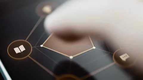 Pentagonal assessment shape changes after repeated passing finger gestures Stock Footage 347587361