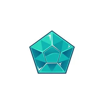 Pentagonal diamond or blue topaz gemstonecartoon vector illustration isolated. Stock Illustration