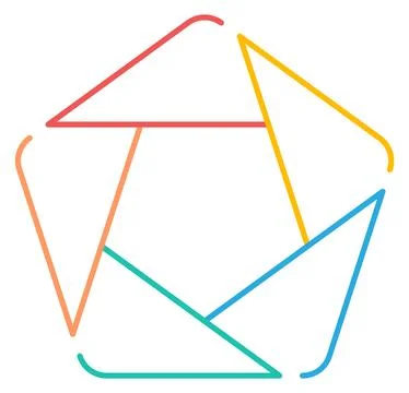 Pentagonal infographic label template. Text color line frame Stock Illustration