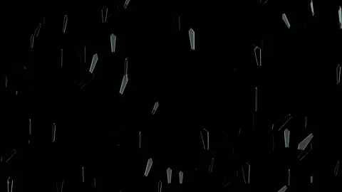 Pentagonal shards of glass fall, spinning against a black background. Stock Footage 164633724