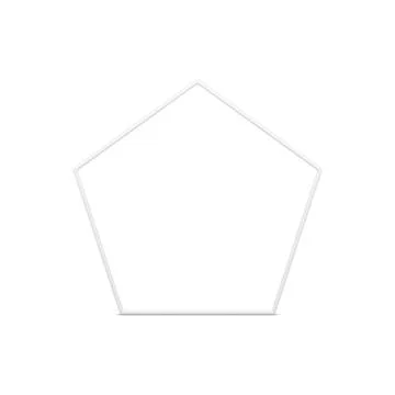 Pentagonal white glossy frame mathematical figure decorative 3d boundary el.. Stock Illustration
