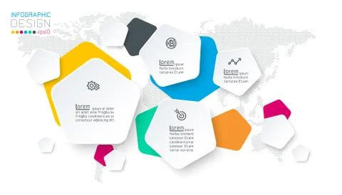 Pentagons label infographic with 4 steps. Stock Illustration