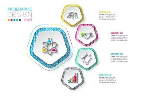 Pentagons label infographic with 5 steps. Stock Illustration