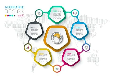Pentagons label infographic with 5 steps. Stock Illustration