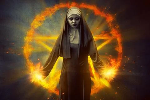Pentagram And Devil Nun Foto stock