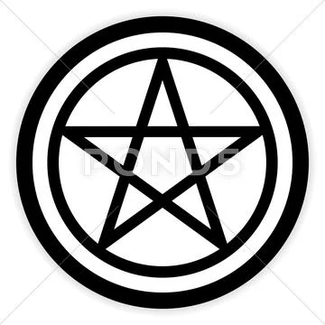 Pentagram button on white. Stock Illustration