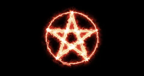 Pentagram in a circle burning. Loop Stock Footage 228946516