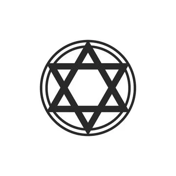 Pentagram in a circle line art element isolated. Vector element, Graphic design Illustrazione stock