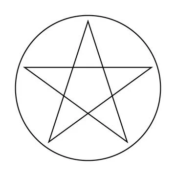 Pentagram circumscribed by a circle - simple black line icon Stock Illustration