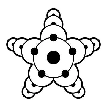 Pentagram, five-pointed star, and a crop circle pattern Illustrazione stock