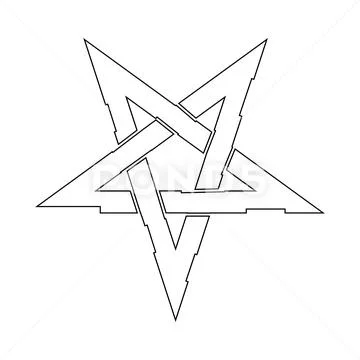 Pentagram. Inverted star. Vector illustration isolated on white ...