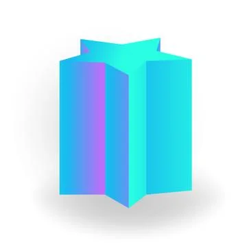 Pentagram prism - 3D geometric shape with holographic gradient isolated on white Stock Illustration