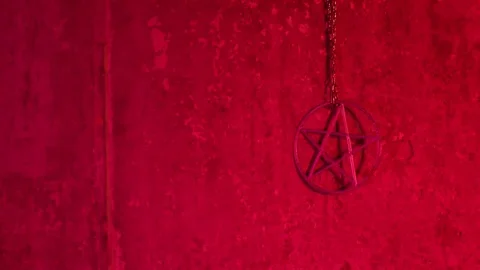 Pentagram satanic pendant pagap satan light Stock Footage