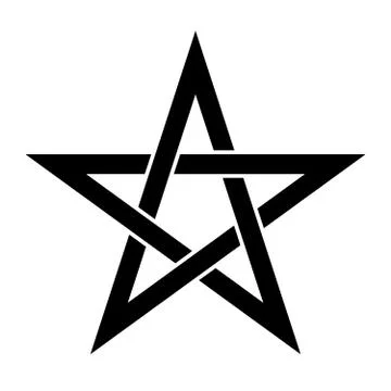 Pentagram sign - five-pointed star. Magical symbol of faith. Simple flat black Illustrazione stock