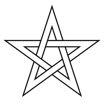 Pentagram sign - five-pointed star. Magical symbol of faith. Simple flat white Illustrazione stock