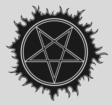 Pentagram vector icon on black star bakcground Stock Illustration
