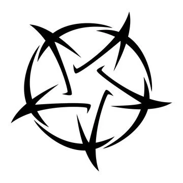 Pentagram - vector illustration tattoo five-pointed star, isolated on white Illustrazione stock