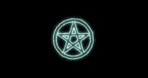 Pentagram wicca blue flaming. Loop Stock Footage 309281168
