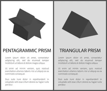 Pentagrammic and Triangular Prism Solid Figures 스톡 일러스트
