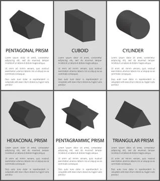 Pentagrammic Pentagonal and Hexagonal Prisms Set Illustrazione stock