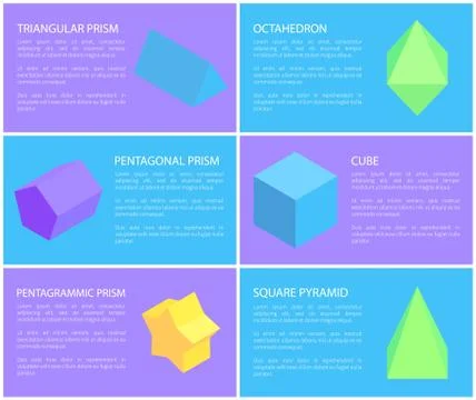 Pentagrammic Pentagonal and Triangular Prisms Set Stock Illustration