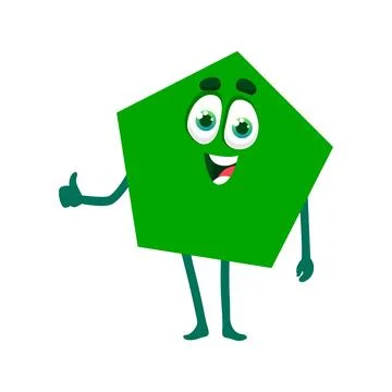 Pentahedron math shape character, green figure Stock Illustration
