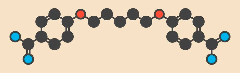 Pentamidine antimicrobial drug molecule Stock Illustration