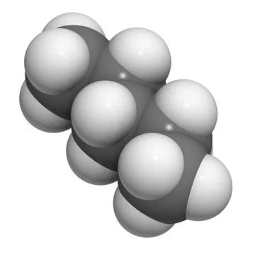 Pentane hydrocarbon, molecular model Stock Illustration
