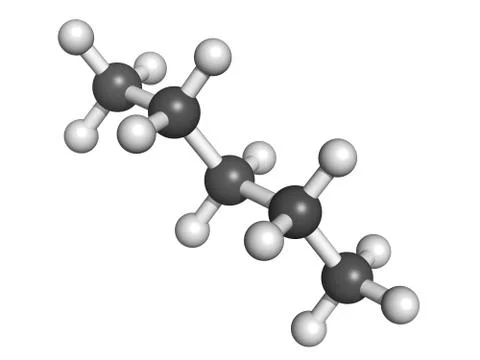 Pentane hydrocarbon, molecular model Stock Illustration