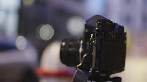 Pentax 67 Medium Format Film Camera on a Tripod Stock Footage 147939696