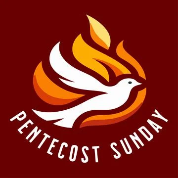 Pentecost Sunday Dove and Fire Logo Design Stock Illustration