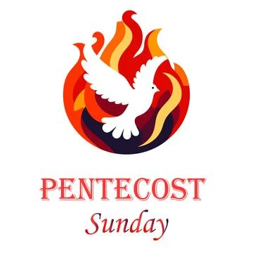 Pentecost Sunday Dove in Fire Abstract Design Stock Illustration