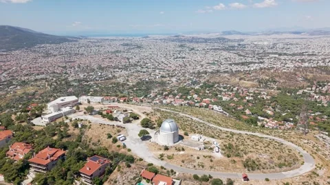 Penteli Astronomical Observatory Overlooking Athens and Piraeus Greece Vídeo Stock 340226882