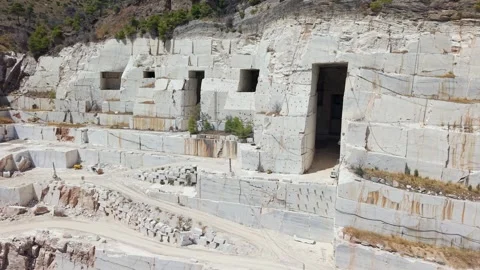 Penteli Marble Mines and Excavated Mountain in Attica Greece Stock-Footage 344848126