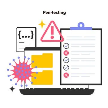 Pentesting. Cyber or web security technology. Digital data protection Stock Illustration