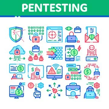 Pentesting Software Collection Icons Set Vector Stock-Illustration