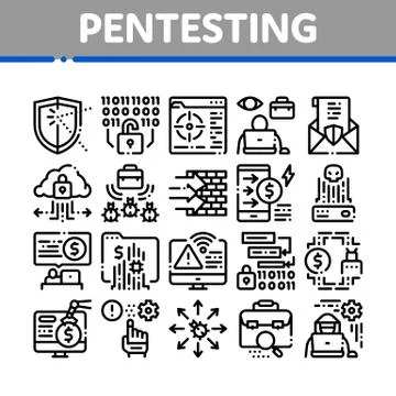 Pentesting Software Collection Icons Set Vector Stock-Illustration