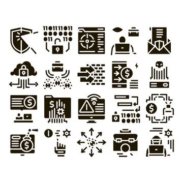 Pentesting Software Glyph Set Vector Stock-Illustration