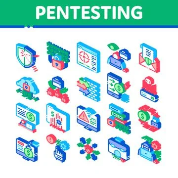 Pentesting Software Isometric Icons Set Vector Stockillustratie