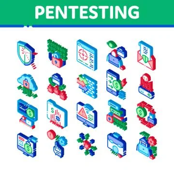 Pentesting Software Isometric Icons Set Vector Stock Illustration