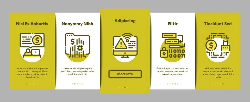 Pentesting Software Onboarding Elements Icons Set Vector Stock Illustration