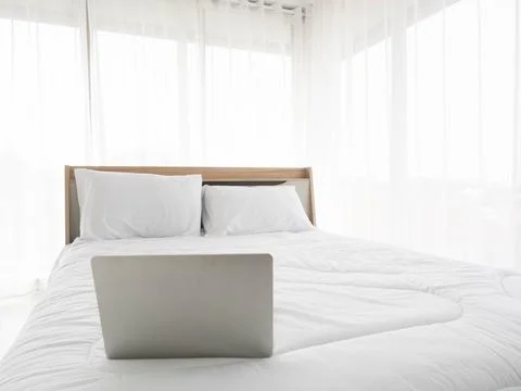 Penthouse bedroom notebook computer suit residence hotel villa office livin.. Stock-Fotos